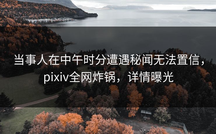 当事人在中午时分遭遇秘闻无法置信,pixiv全网炸锅,详情曝光 当事人在中午时分遭遇秘闻无法置信,pixiv全网炸锅,详情曝光