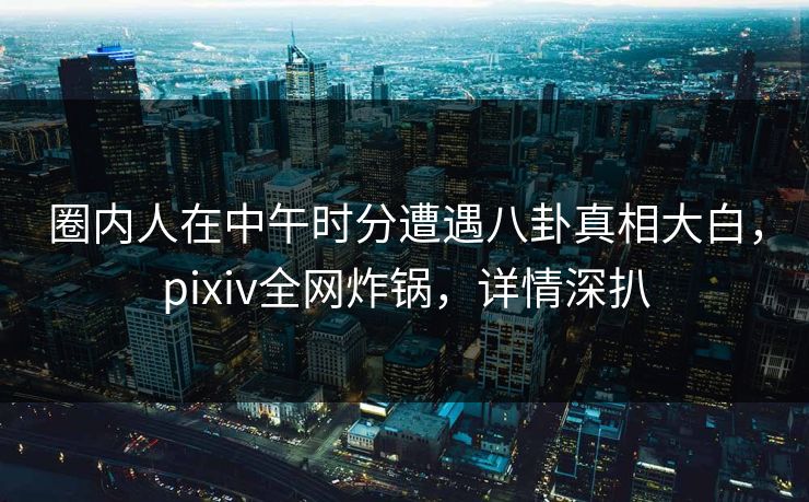 圈内人在中午时分遭遇八卦真相大白，pixiv全网炸锅，详情深扒
