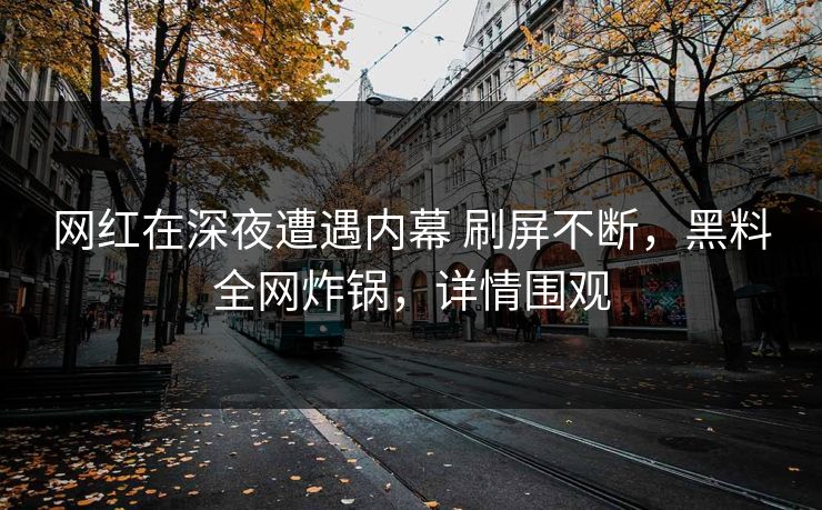 网红在深夜遭遇内幕 刷屏不断,黑料全网炸锅,详情围观
