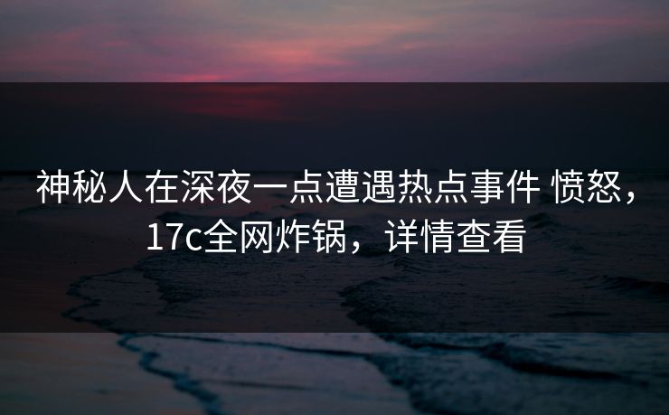 神秘人在深夜一点遭遇热点事件 愤怒，17c全网炸锅，详情查看