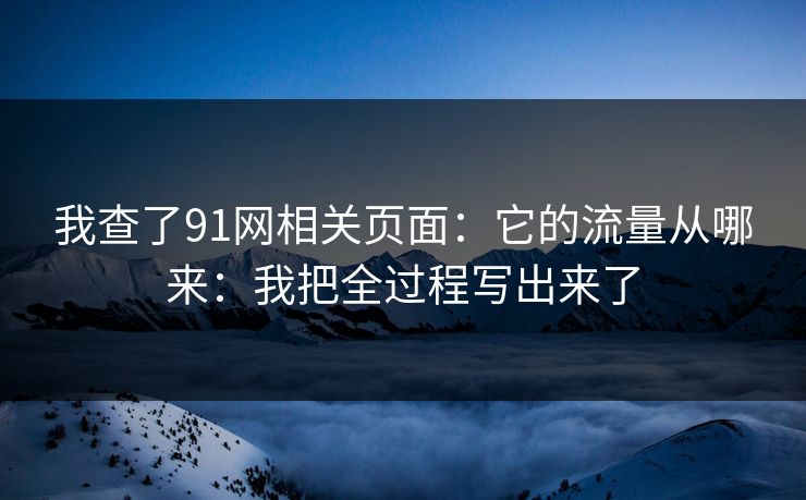 我查了91网相关页面：它的流量从哪来：我把全过程写出来了